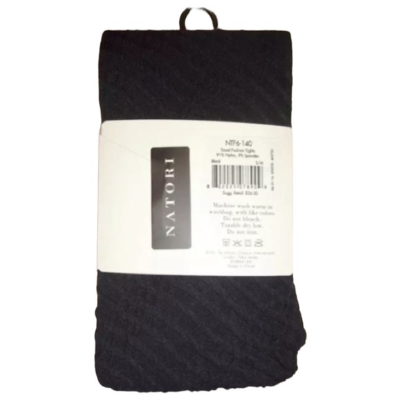 Natori Patterned Tights / Pantyhose Small / Medium Dark Black Comfy Warm Durable - Picture 6 of 10